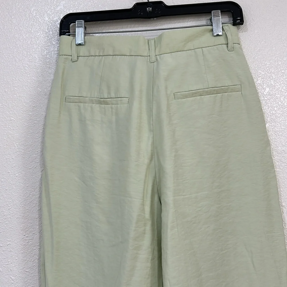ZARA WOMENS TROUSERS PANTS HIGH RISE CELERY WIDE LEG Sz SMALL - Picture 9 of 10